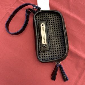 Juicy couture wallet wristlet - black with blue interior